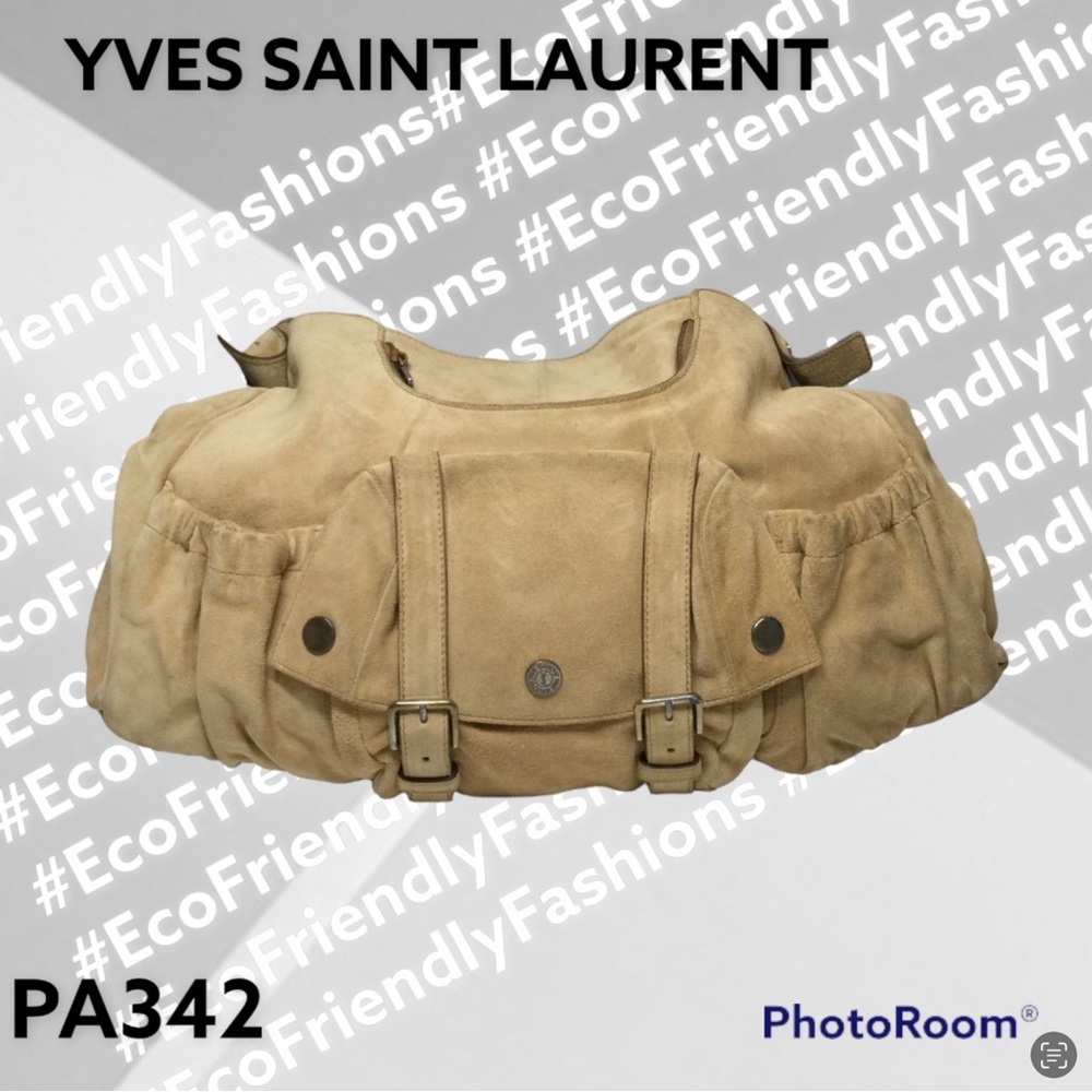 YVES SAINT LAURENT BEIGE LEATHER MOMBASA BAG - Picture 5 of 9